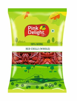 Pink Delight Spices | Lal Mirch Sabut (Red Chilli Whole) | Natural & Organic Whole Spices | 500 Gm Pack