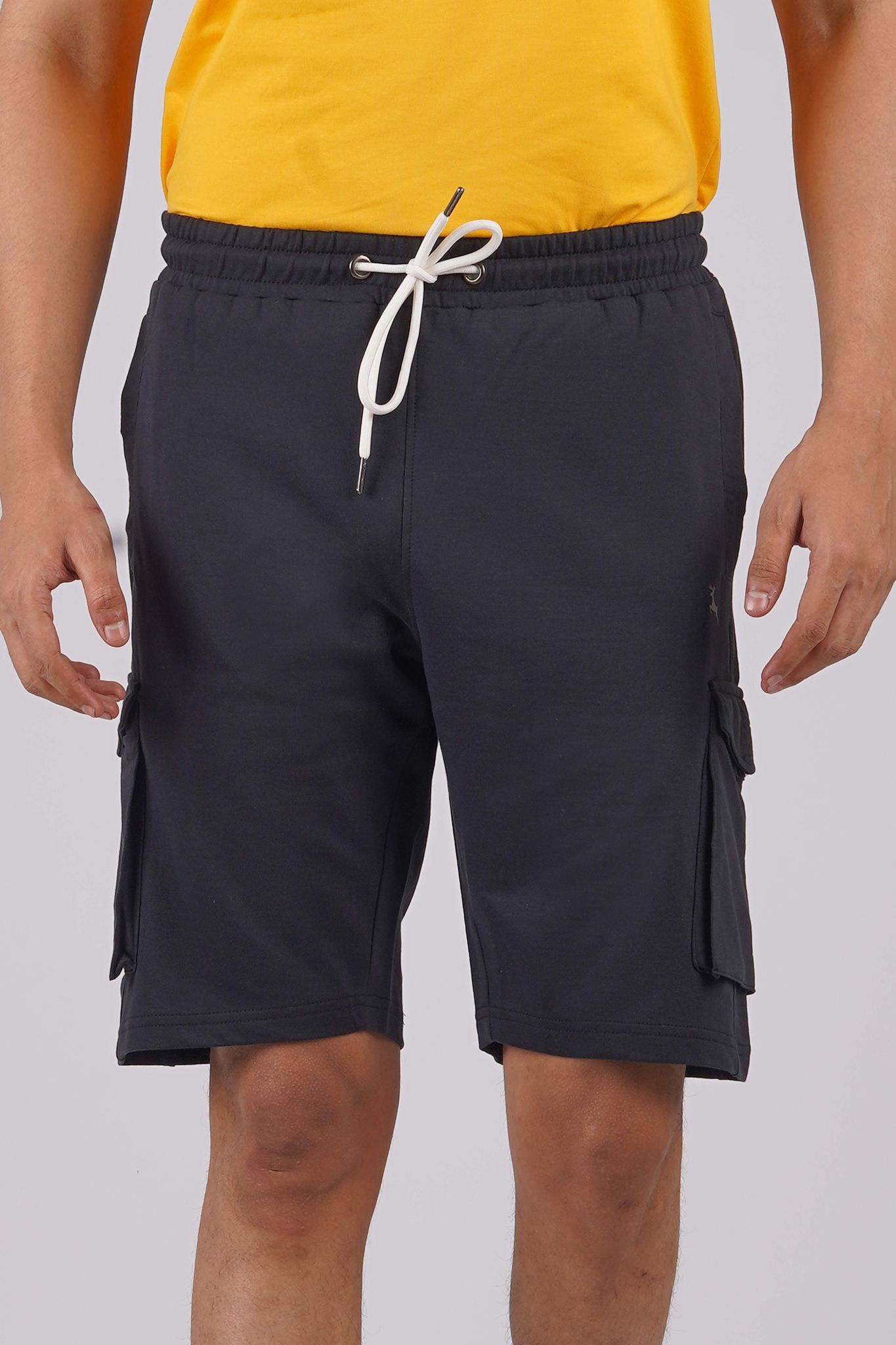 Men's Black Cargo Shorts with Logo