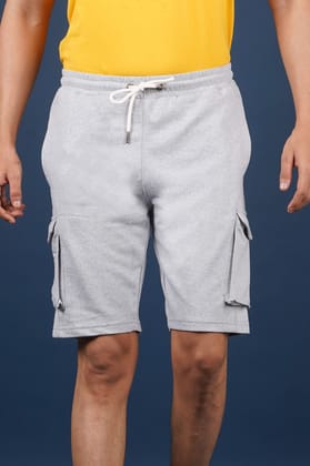 Men's Grey Melange Cargo Shorts