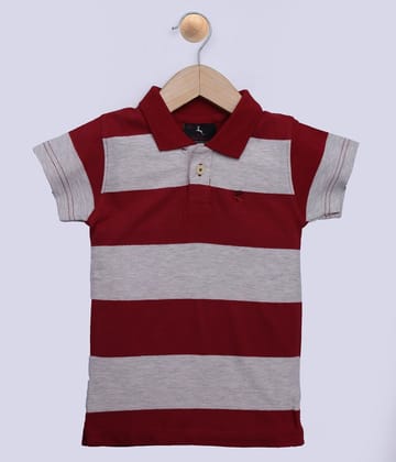 Boys Red and White Striped Polo T-Shirt