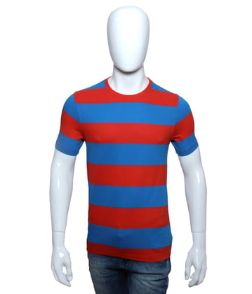 Men's Red Striped Crew Neck T-Shirt