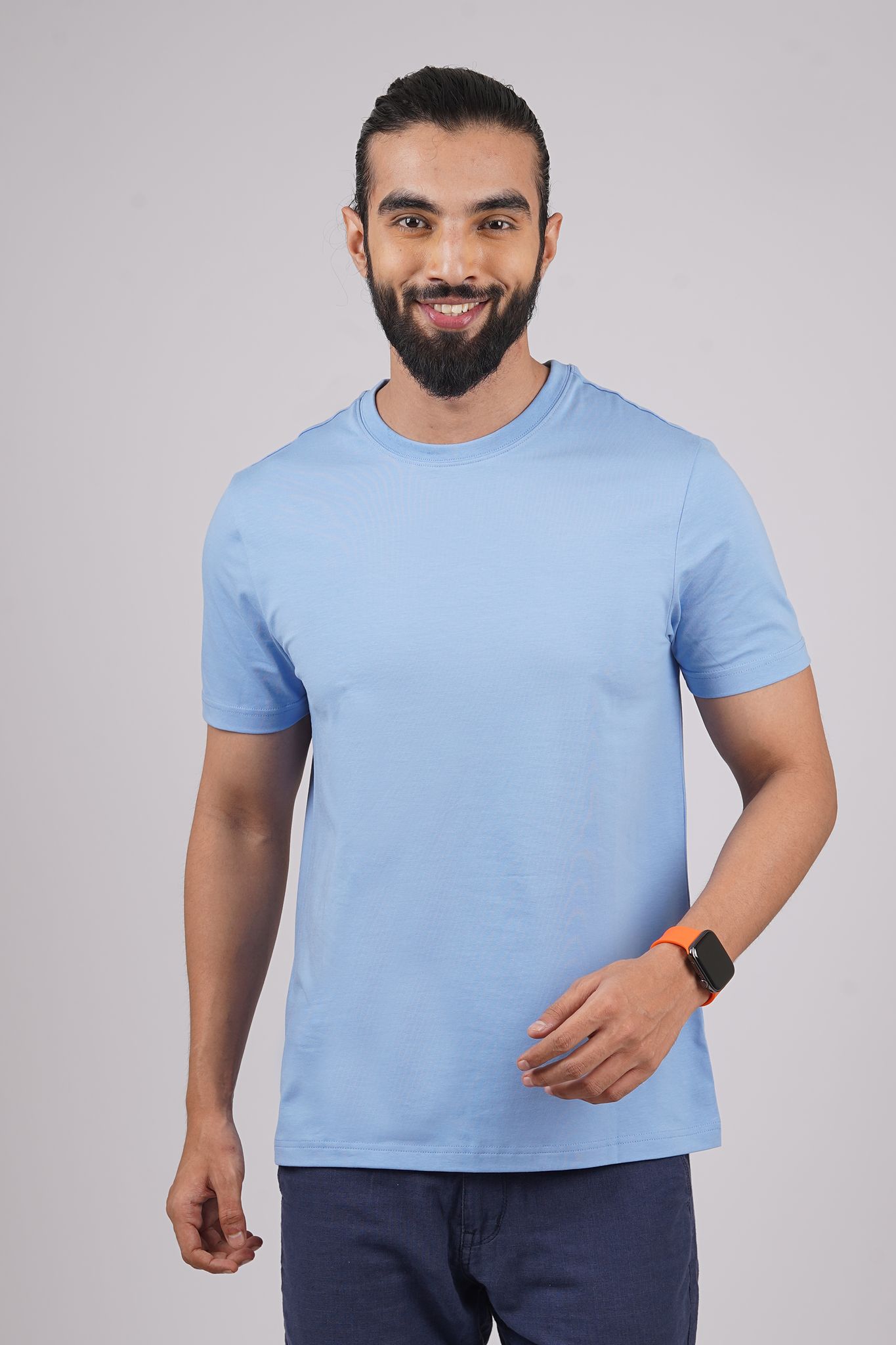 Men's Kentacky Blue Lycra Jersry Solid Crew