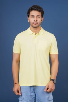 Men's Lt Yellow Pocket Polo T-Shirt