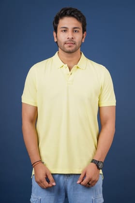 Men's Lt.Yellow Solid Polo T-Shirt
