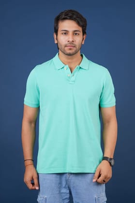 Men's Mint Solid  Polo T-Shirt