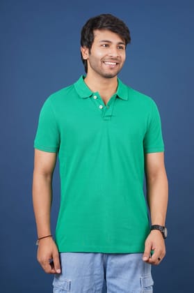 Men's Green Solid Polo T-Shirt