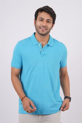 Men's MD Blue Solid Polo T-Shirt