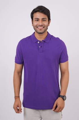 Men's Purple Solid Polo T-Shirt