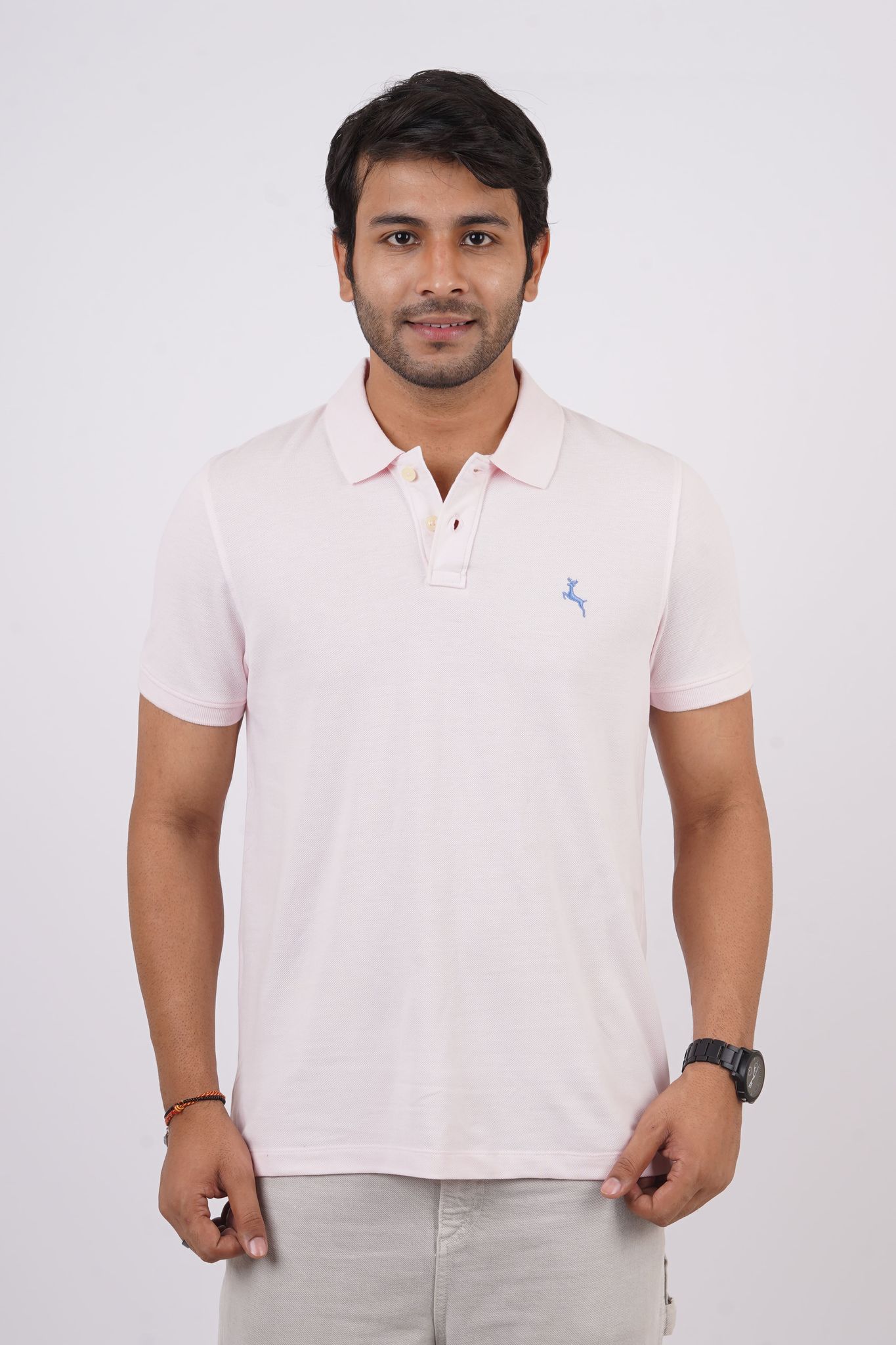 Men's Lt.Pink Embroidery Polo T-Shirt