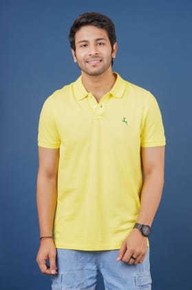 Men's Yellow Embroidery Polo T-Shirt