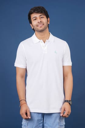 Men's White Embroidery Polo T-Shirt