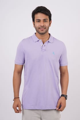 Men's Lavender Embroidery Polo T-Shirt