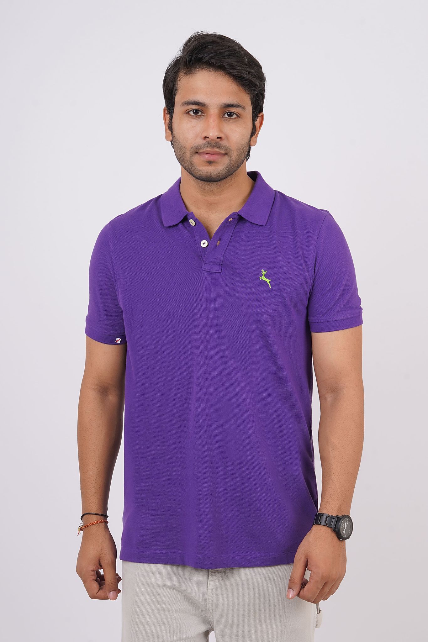 Men's Purple Embroidery PoloT-Shirt