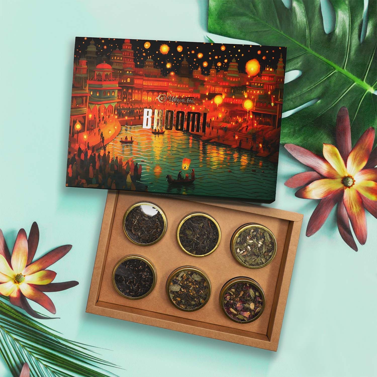 Udyan Tea BHOOMI Diwali Gift Box - Six Chai Flavors in Luxurious Theme - Festive Symphony to Illuminate Hearts and Taste Buds