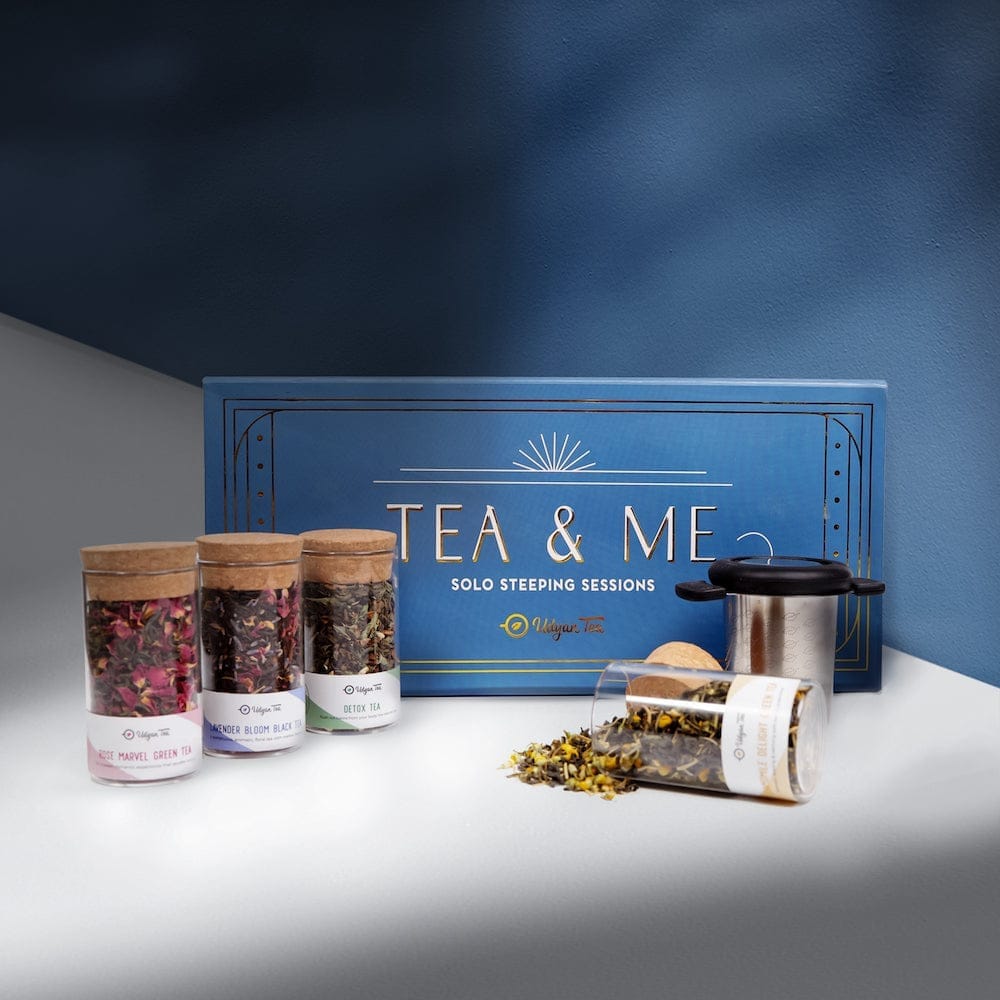 Udyan Tea TEA & ME Luxury Box - Elegant Loose Leaf Tea Collection with Glass Jars & Stainless Steel Infuser - Perfect Gift for Tea Enthusiasts