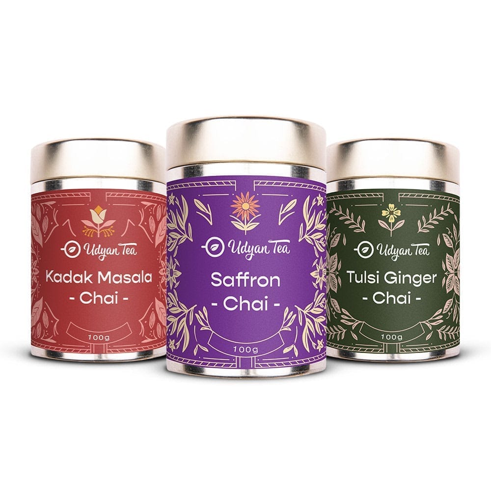 Udyan Tea | Winter Chai Tea Combo Pack | Kadak Masala Chai | Saffron Chai |  Tulsi Ginger Chai