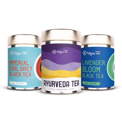 Udyan Tea | Winter Black Tea Combo Pack | Ayurveda Tea | Lavender Bloom Black Tea |  Imperial Earl Grey Black Tea