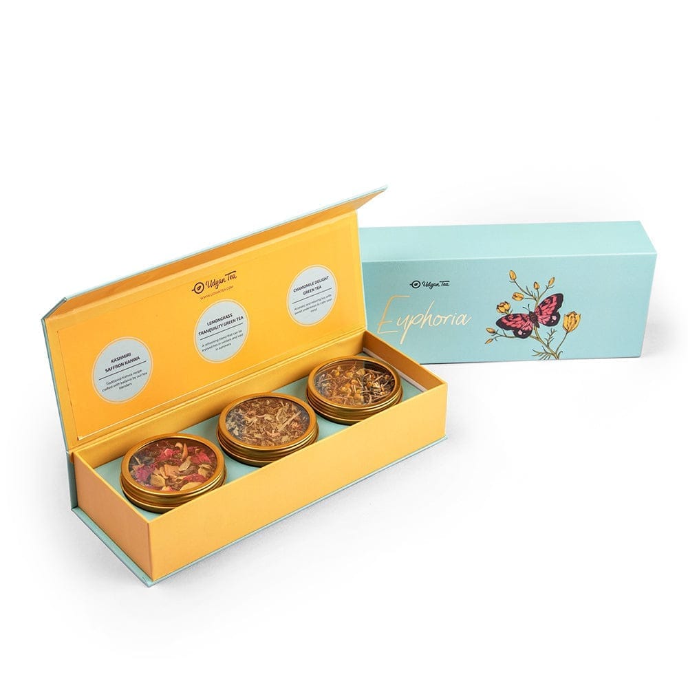 Udyan Tea Euphoria Assorted Tea Gift Box | 3 Tea Varieties in Sampler Gift Pack | Christmas Tea Gift