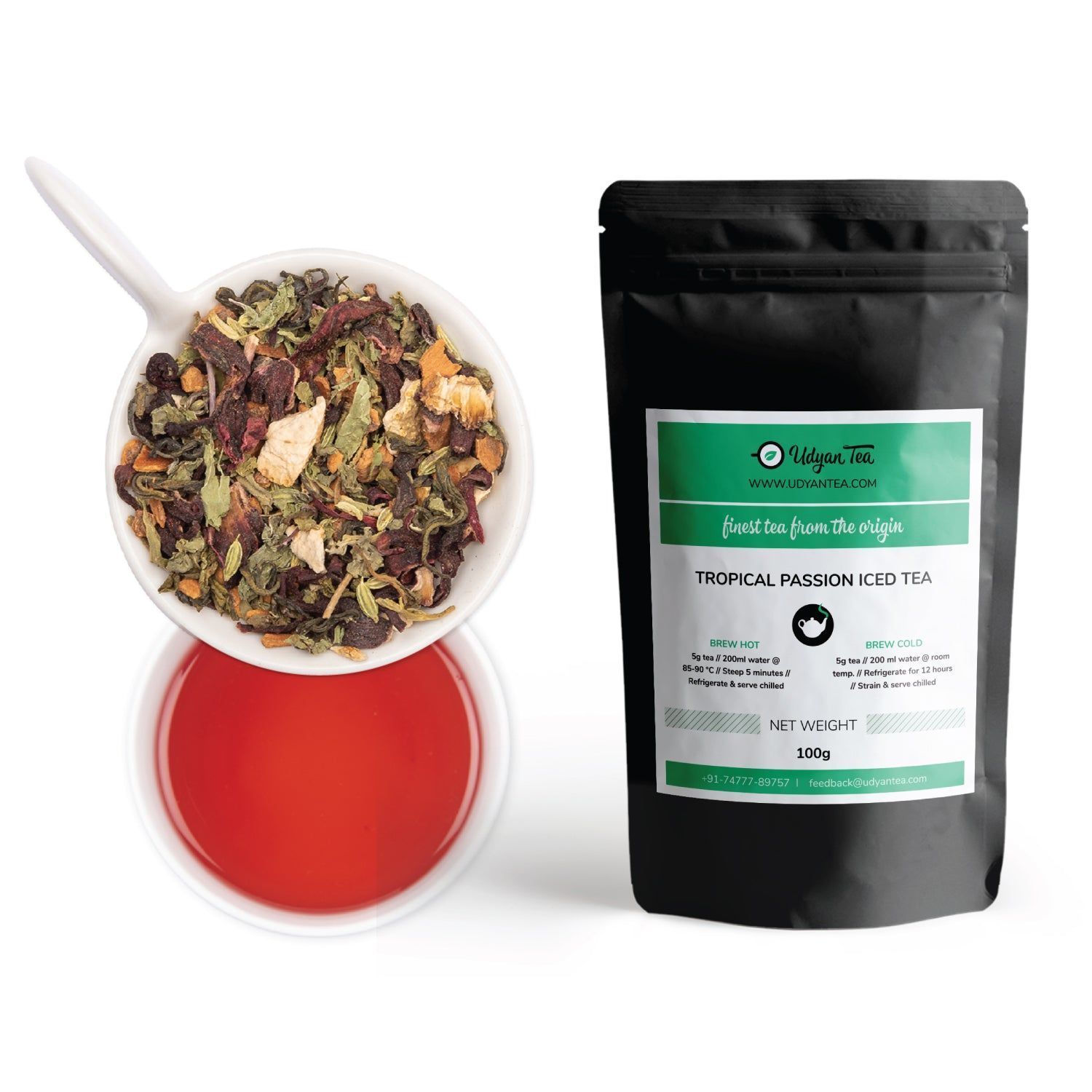 Udyan Tea Tropical Passion Iced Tea | Green Tea with 100% Natural Herbs