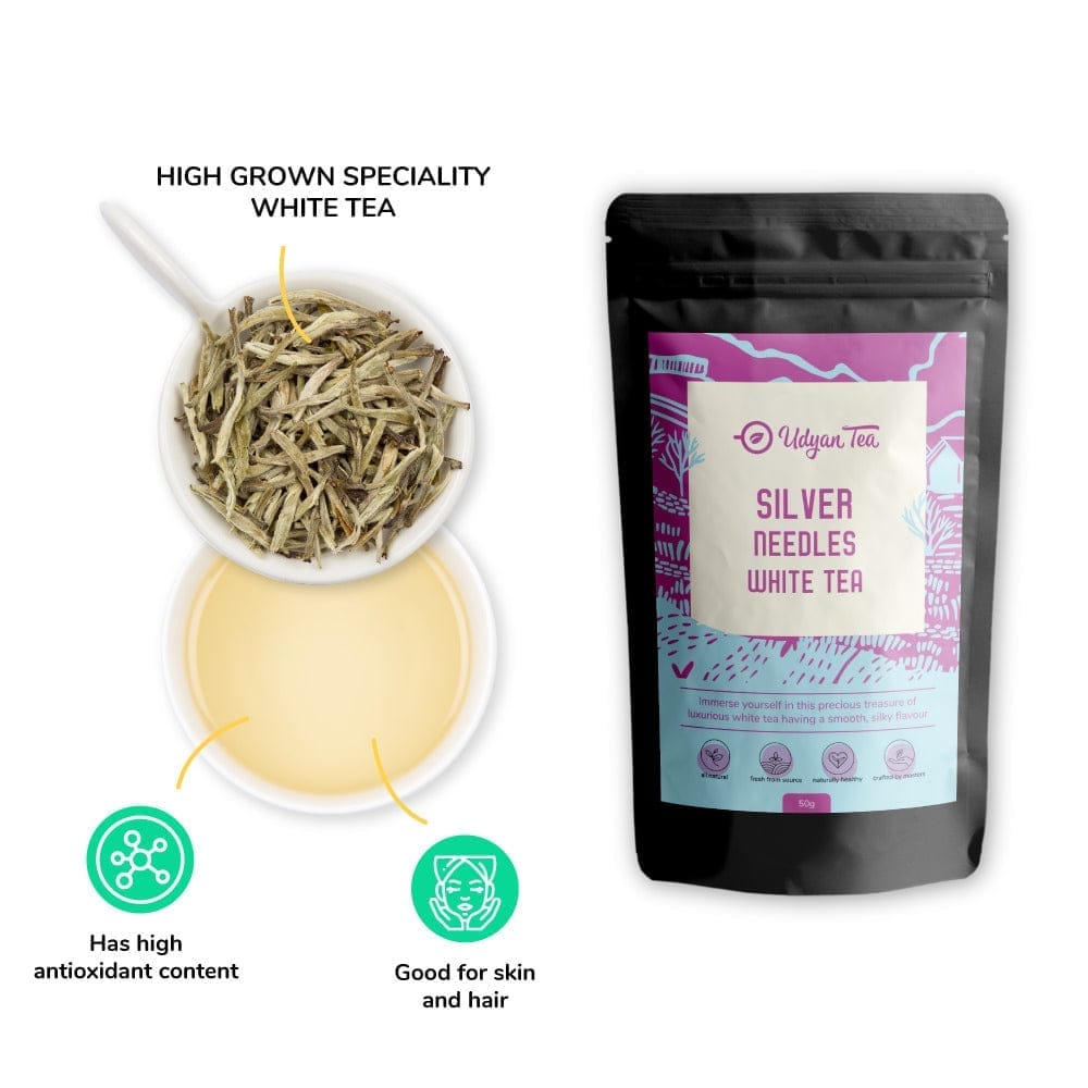 Udyan Tea Silver Needles White Tea | Skin Glowing Tea | Rich in Anti-oxidants | 100% Natural & Pure