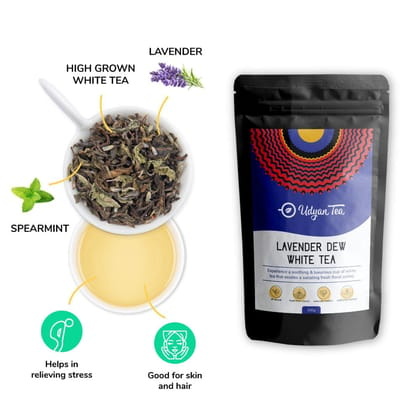 Udyan Tea Lavender Dew White Tea | White Peony Tea with Lavender & Mint, Good for skin