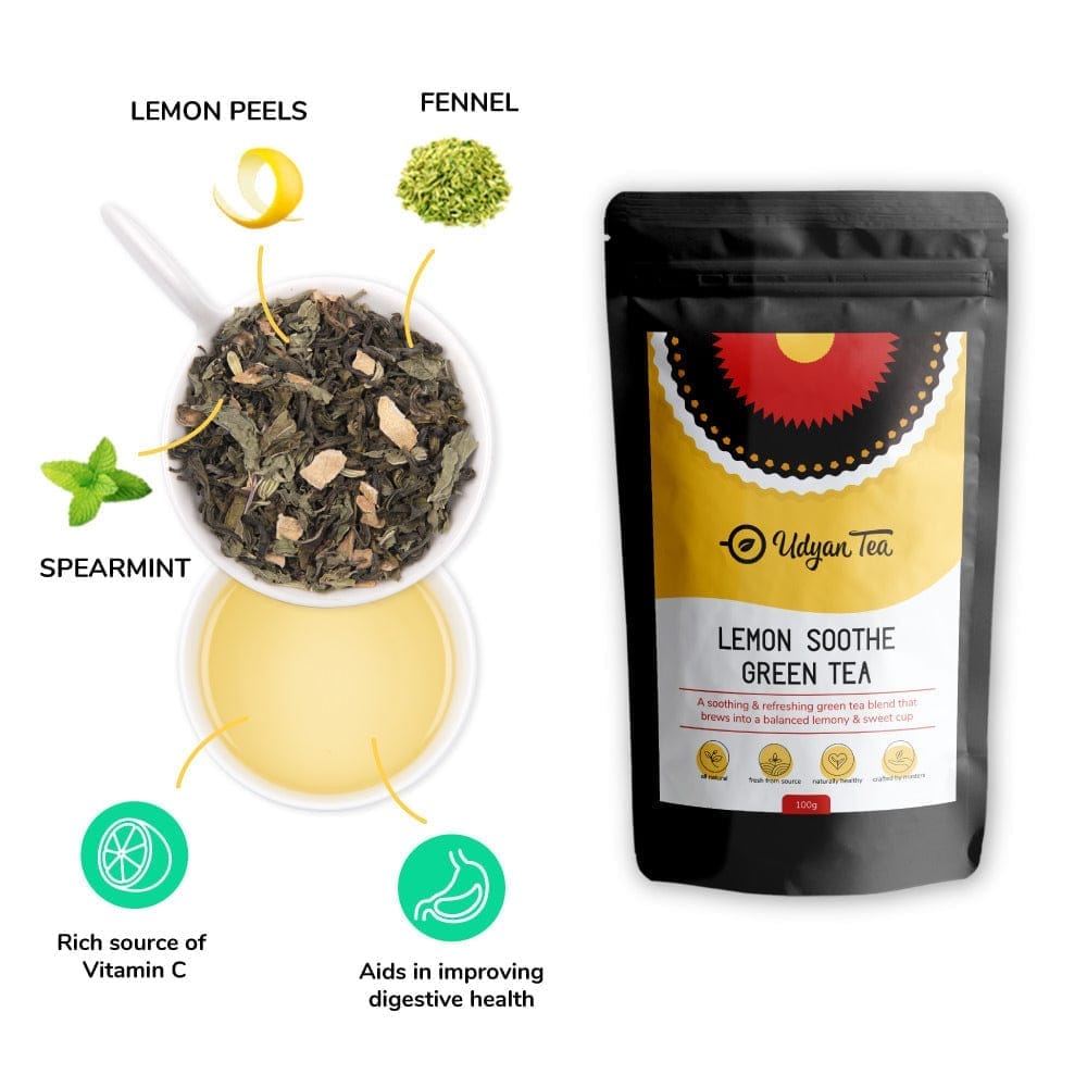 Udyan Tea Lemon Soothe Green Tea |Improves Brain Function & Reduces Bad Breath