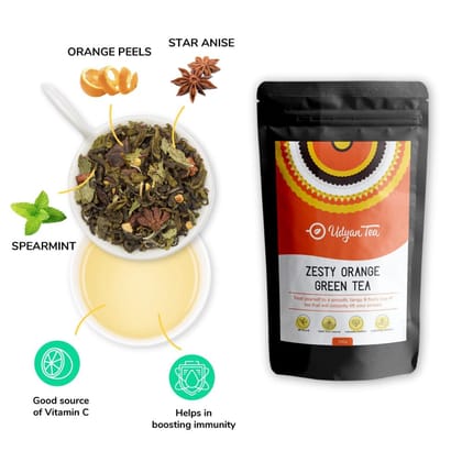 Udyan Tea Zesty Orange Green Tea | Natural Orange Flavouring