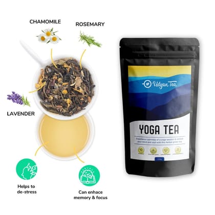 Udyan Tea Yoga Stress Relief Tea | Calming Green Tea with Chamomile, Lavender | Soothes & Relaxes Mind and Body