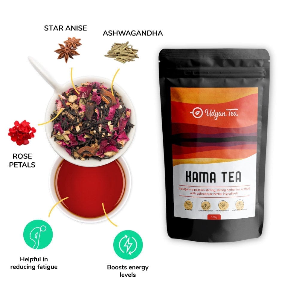 Udyan Tea Kama Tea | Energy Booster Herbal Black Tea for Endurance