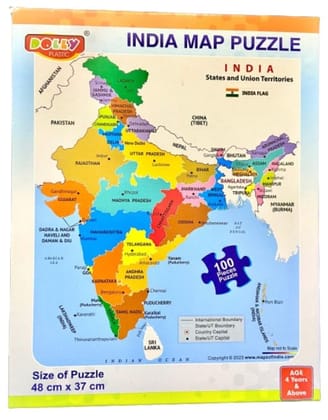 Seema Kitchenware Play,Read & Learn India Toy Map Jigsaw Floor Puzzle,Educational,100 Pieces,Puzzle,For 4 year Old Kids And Above,Multi Color