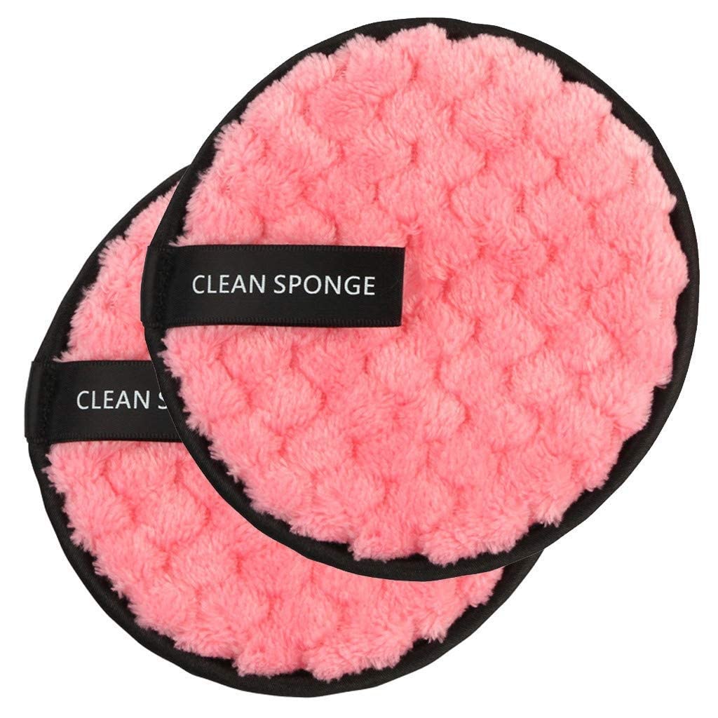 2 Pcs Reusable Multi-functional Makeup Removal Facial Cleansing Pads (pink)