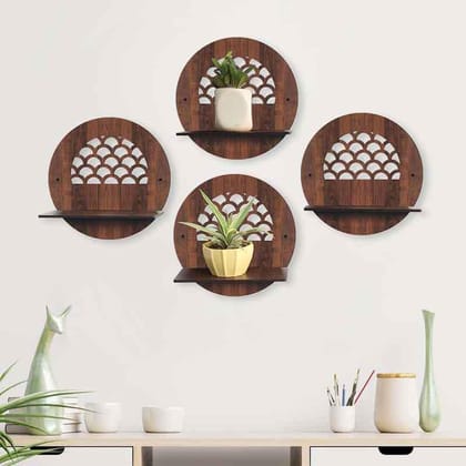 Design Wall Shelf intersecting Wooden Rack Stand for Living Room