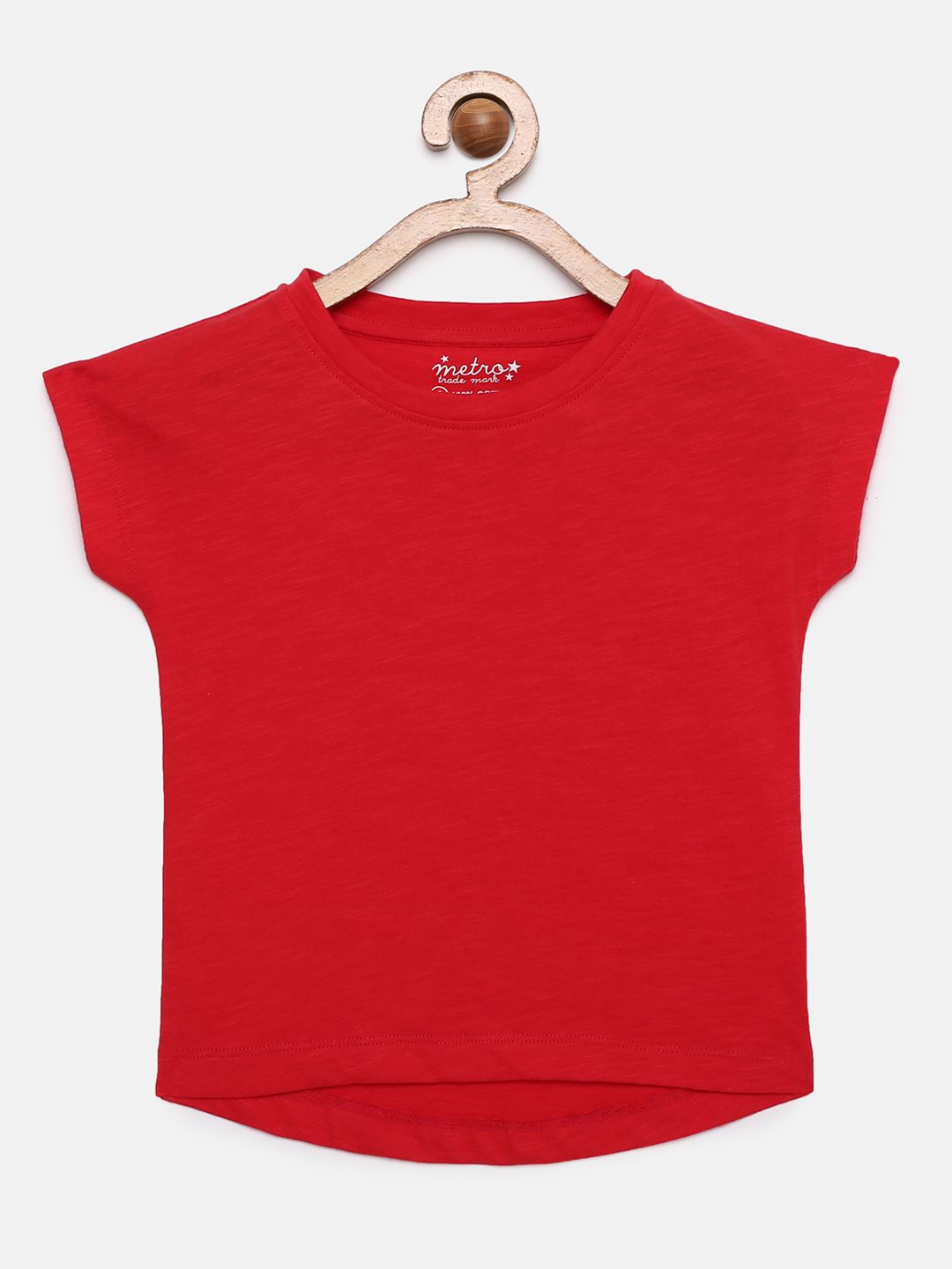 Girls Solid Red Crop Top