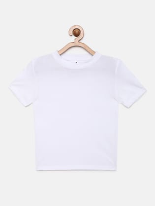 Boys Solid White Round Neck T-shirt