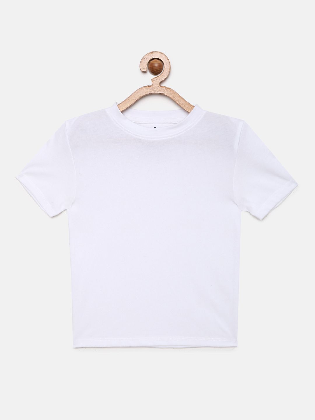 Boys Solid White Round Neck T-shirt