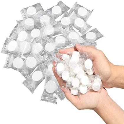 Magic Tablet Coin Tissue Disposable Cotton Coin Towels Tissue That Expand With Water Biodegradable Wipes (Set of 50) (50 PCS)