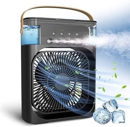 Portable Humidifier Air Cooler Mist Fan Mini Cooler for Home with 3 Speed Mode with Water Spray, 7 Color LED & Timer, USB Personal Cooler Desk Fan for Shop, Office, Kitchen