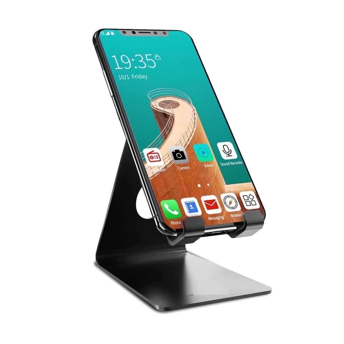 Kinetic Wears Universal Mobile Holder Stand with Metal Body, Anti Skid Design, Light Weight for All Smartphones, Tablets, Kindle, iPad(Black)