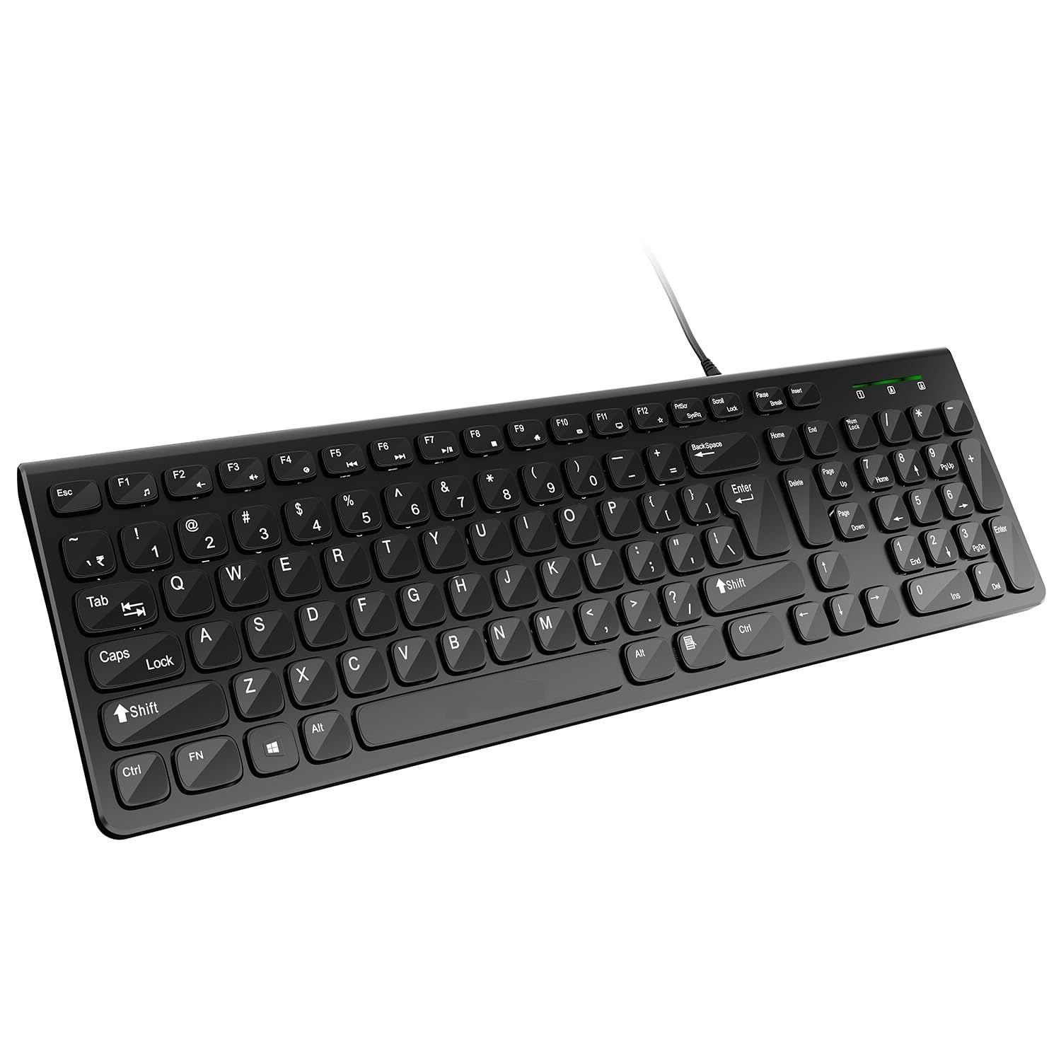 Kinetic Wears USB Wired Keyboard with 104 Keys, Dual Color Chicklet Keys, Rupee (?) Key, Noiseless Typing, 1.5 m Long Cable, 10 Million Keystrokes Long Life for PC, Laptop & USB-Supported Devices(Black)