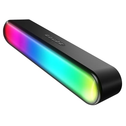 Kinetic Wears 16W Wireless Bluetooth Soundbar with LED Lights, up to Hours Playback Sound, Bass Mode, Built-in Mic, USB Port, 3.5mm AUX Port, Bluetooth 5.3v, Type C Charging (Black)