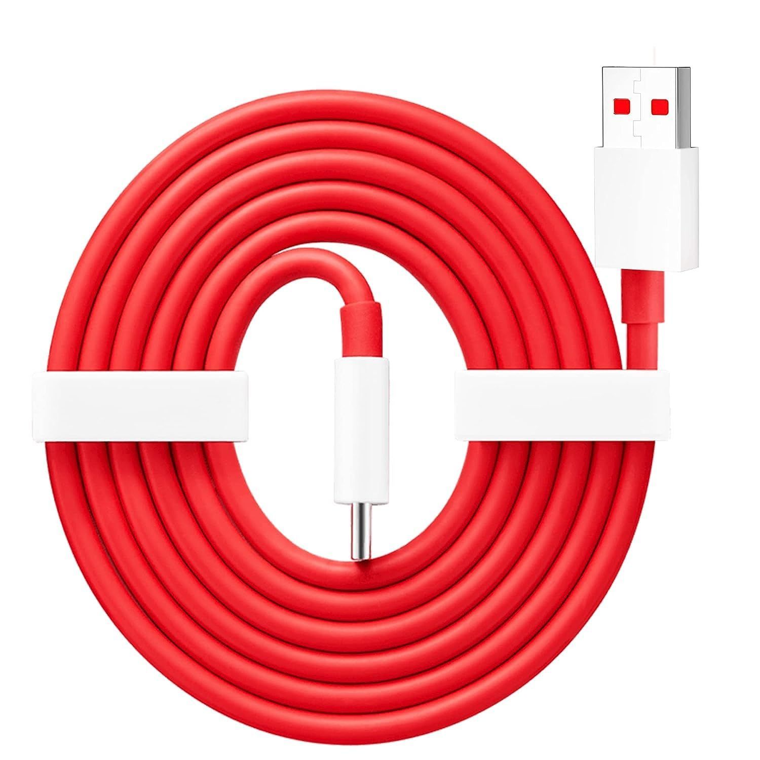 Kinetic Wears 65W OnePlus Dash Warp Charge Cable, USB A to Type C Data Sync Fast Charging Cable Compatible with One Plus 3 /3T /5 /5T /6 /6T /7 /7T /7 pro, Nord 2/CE & for All Type C Devices - 1 Meter, Red