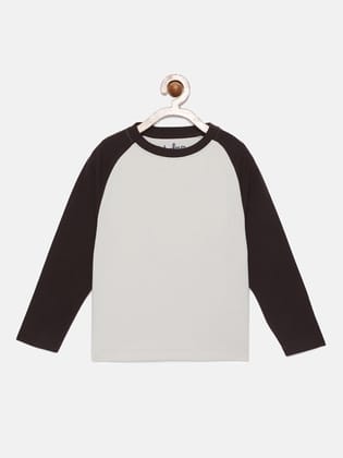 Boys Off White Solid Pure Organic Cotton T-shirt