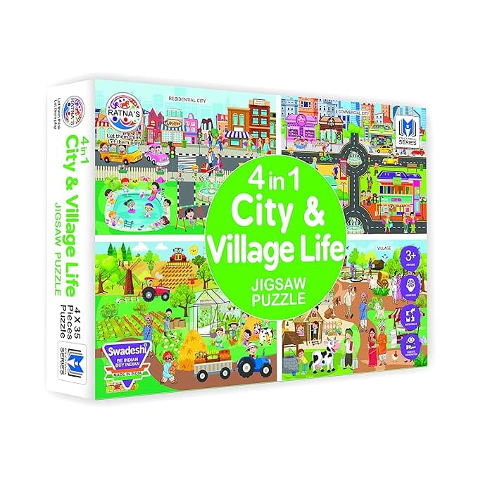 Shri Balaji 4 in 1 City & Village Life Jigsaw Puzzle for Kids