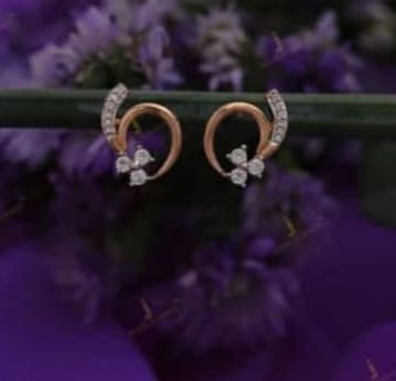 Rose Gold-Plated American Diamond Stud Earrings