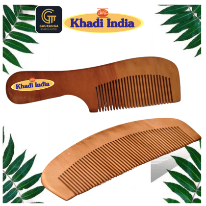 Neem Comb Combo Pack (2 Pcs. ) - Natural Wooden Combs Infused with Neem, Castor & Coconut Oil for Detangling, Frizz Control, and Lustrous Shine - Ideal for All Hair (Neem Dual + Shampoo Comb) CONTROL OF HAIR LOSS & HAIRLINE RECESSION