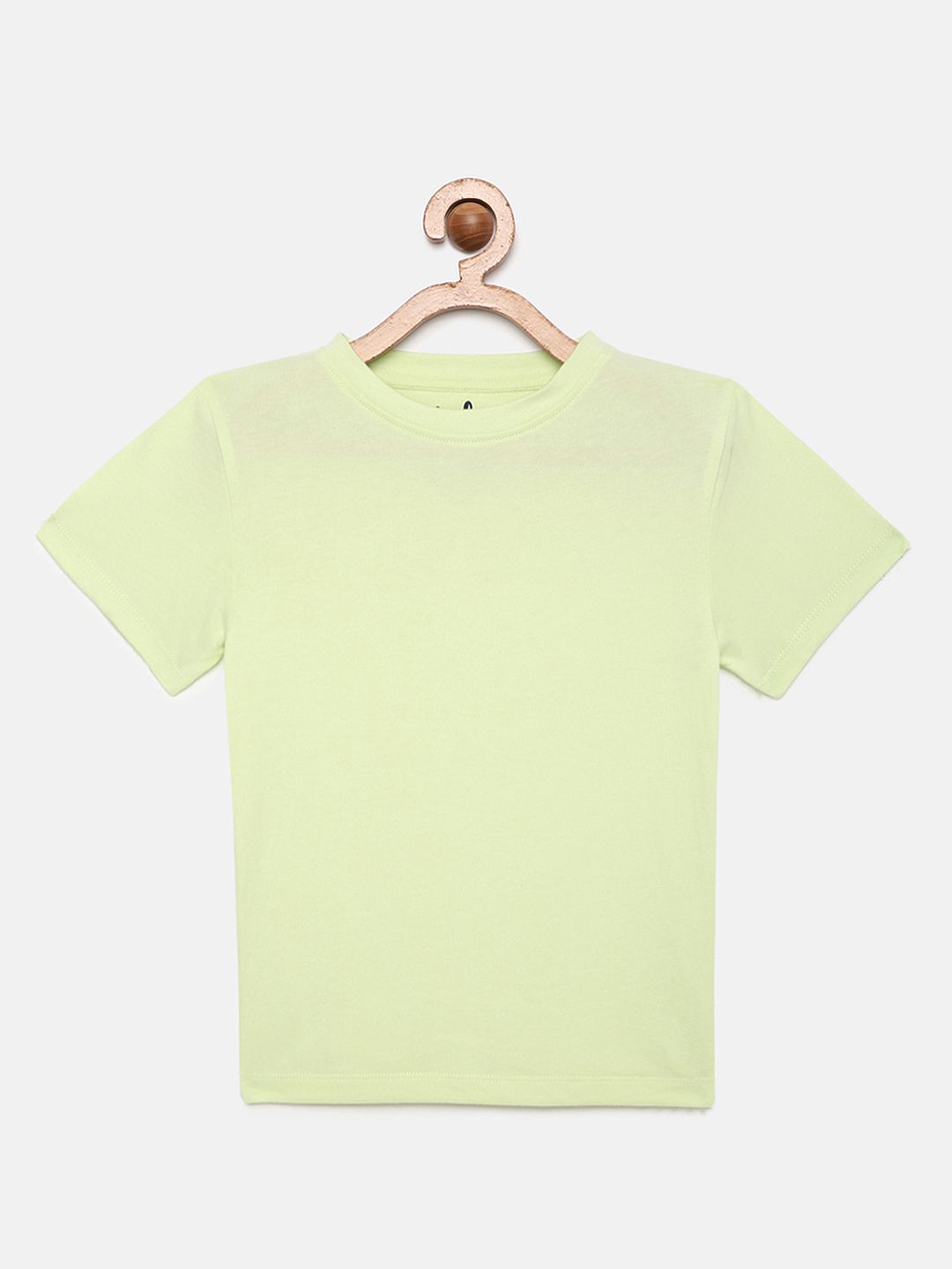 Boys Light Yellow Solid Pure Cotton T-shirt