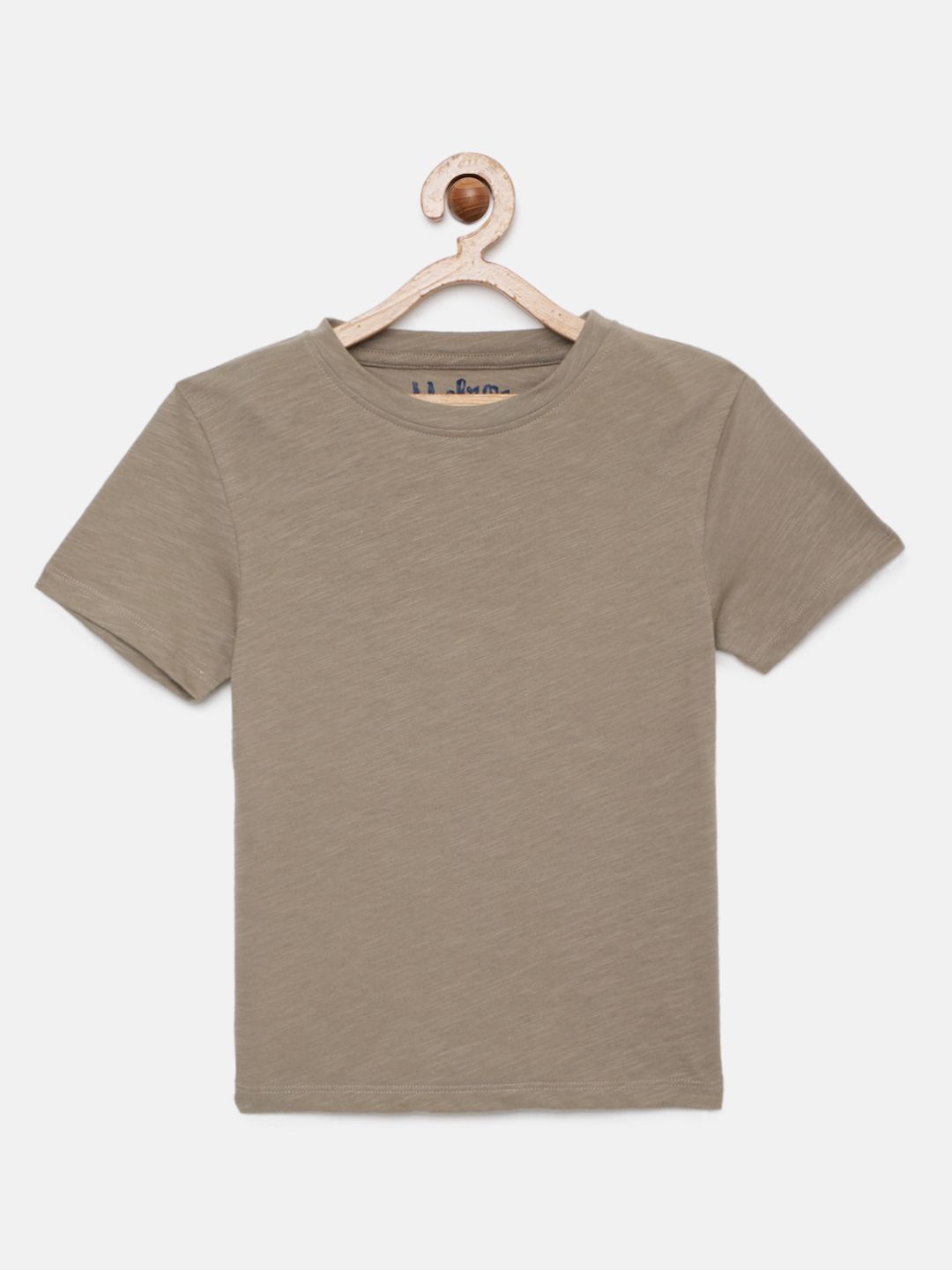 Boys Beige Solid Oragnic Cotton Pure Cotton T-shirt