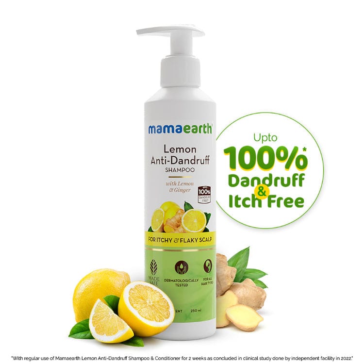 Mamaearth Lemon Anti Dandruff Shampoo With Lemon & Ginger For Itchy & Flaky Scalp (250ml)