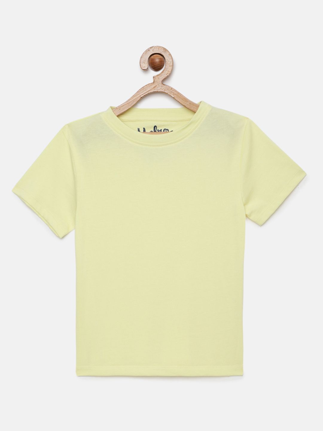 Boys Solid Yellow Round Neck T-shirt