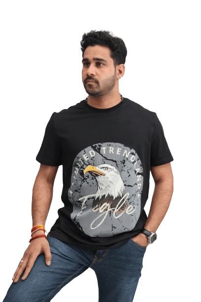 TRENDLAND Men's Pure Cotton ||180 GSM || Front Print & Back Solid || Round Neck Half Sleeve Regular Fit T-Shirt for Men (Pack of 1)